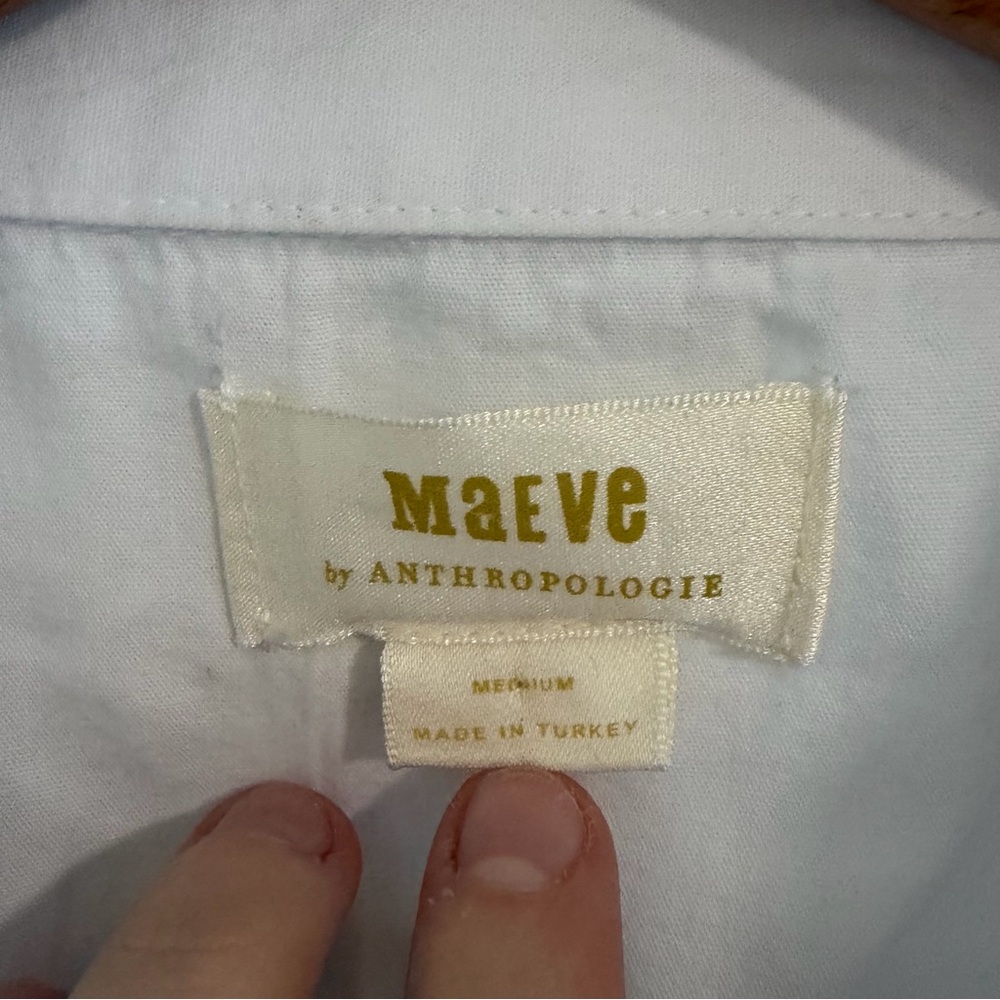 Anthropologie Maeve Black and White Sleeveless Blouse with Busier and Collar - Picture 3 of 8